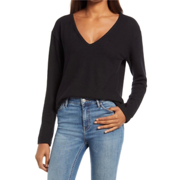 Reformation Gen Black V-Neck Knit Top in Black Size XS - Picture 2 of 11